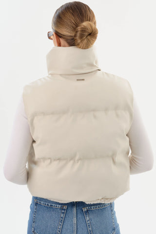 Melicia Reversible Puffer Vest Bone Ecru