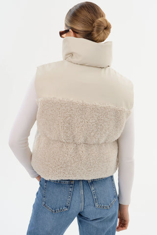 Melicia Reversible Puffer Vest Bone Ecru