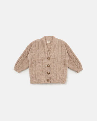 Cable Cardigan Fuzzy Pecan