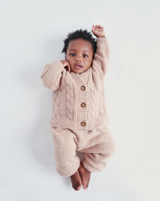 Cable Cardigan Fuzzy Pecan