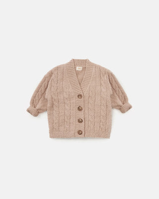 Cable Cardigan Fuzzy Pecan