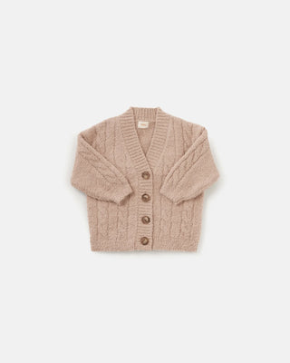 Cable Cardigan Fuzzy Pecan