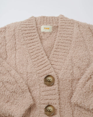 Cable Cardigan Fuzzy Pecan
