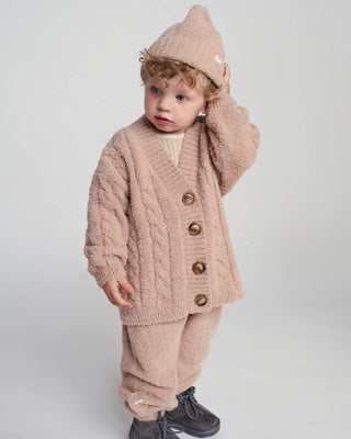 Cable Cardigan Fuzzy Pecan