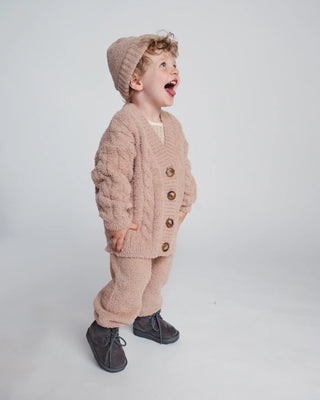 Cable Cardigan Fuzzy Pecan