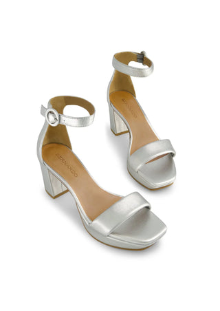 Carla Platform Sandal Silver Antique Calf