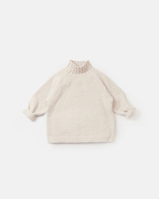 Boxy Mock Neck Sweater Fuzzy Ecru