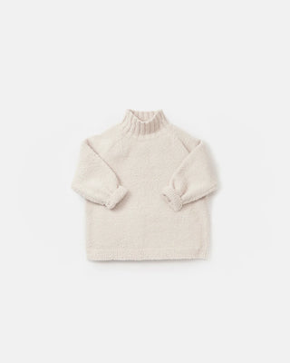 Boxy Mock Neck Sweater Fuzzy Ecru