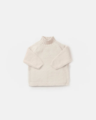 Boxy Mock Neck Sweater Fuzzy Ecru