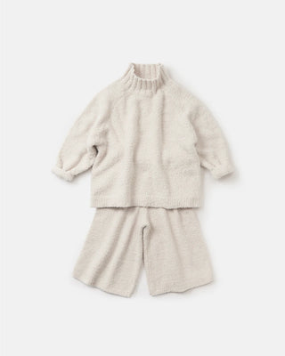 Boxy Mock Neck Sweater Fuzzy Ecru