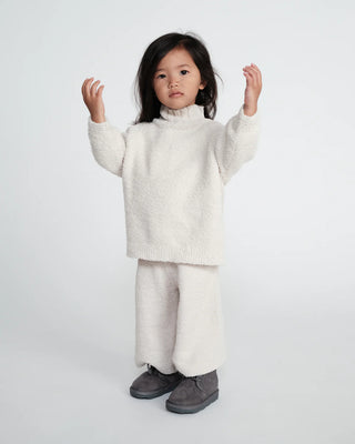 Boxy Mock Neck Sweater Fuzzy Ecru