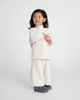 Boxy Mock Neck Sweater Fuzzy Ecru