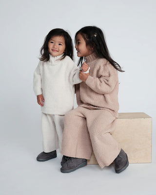 Boxy Mock Neck Sweater Fuzzy Ecru