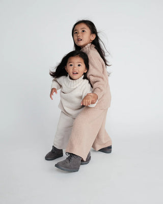 Boxy Mock Neck Sweater Fuzzy Ecru