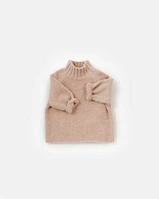 Boxy Mock Neck Sweater Sweater Fuzzy Pecan