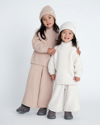 Wide Leg Pants Fuzzy Ecru