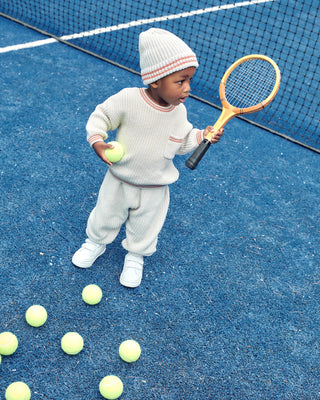 Chunky Tennis Beanie Ecru Terracotta