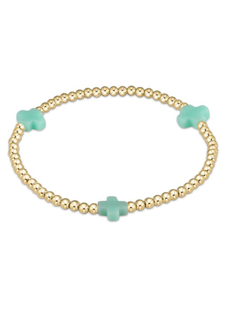 Signature Cross Gold 3mm Bead Bracelet Mint