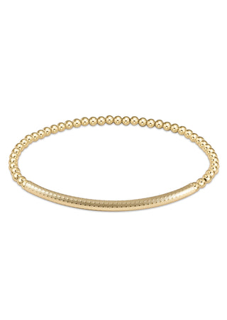 Classic Gold Textured Bliss Bar 3mm Bead Bracelet