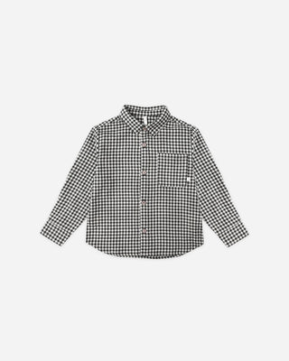 Collard Long Sleeve Shirt Black Gingham