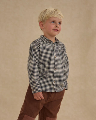 Collard Long Sleeve Shirt Black Gingham