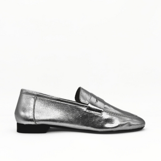 Tennis Leather Loafer Silver