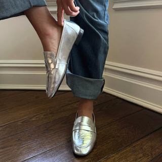 Tennis Leather Loafer Silver