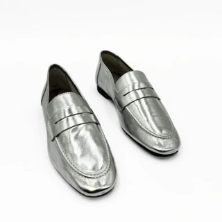Tennis Leather Loafer Silver