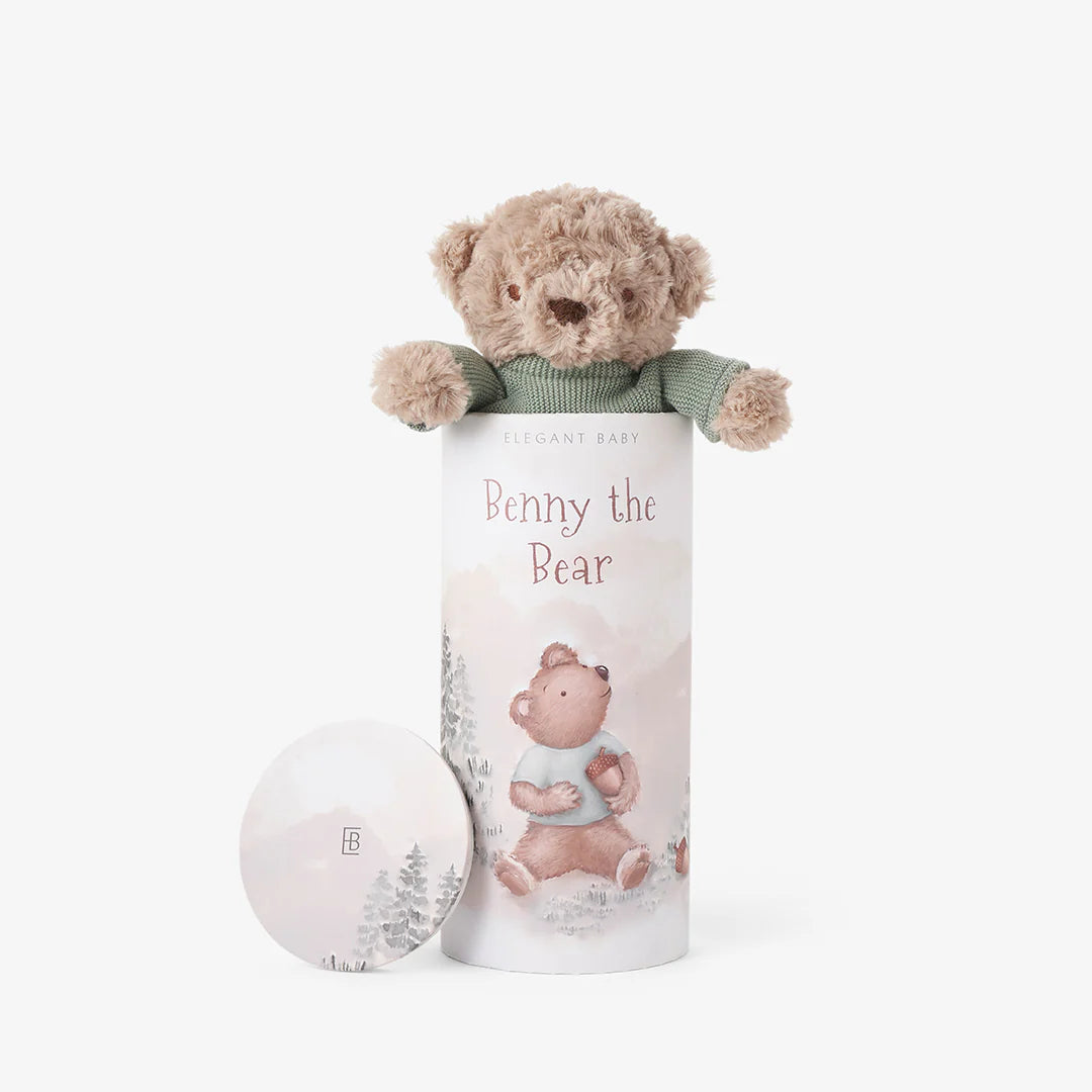 Elegant Baby Benny The Bear Plush Toy In 10" Cylinder