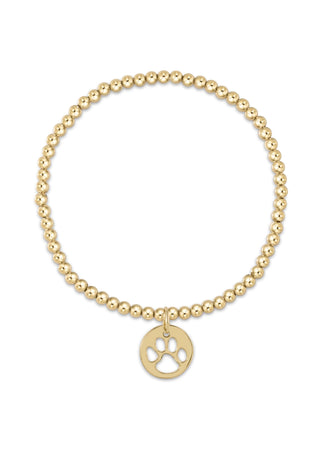 Classic Gold 3mm Bead Bracelet Paw Print Gold Disc