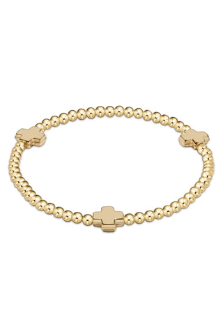 Signature Cross Gold 3mm Bead Bracelet