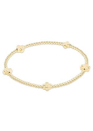 Signature Cross Small Gold 2mm Bead Bracelet