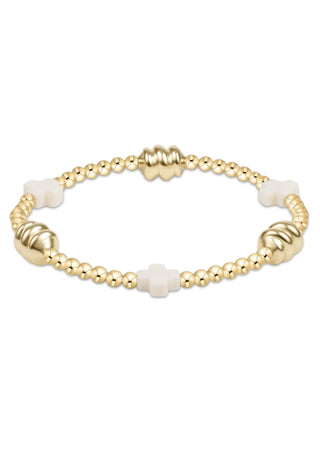 Signature Cross Gold Admire 3mm Off-White Bead Bracelet