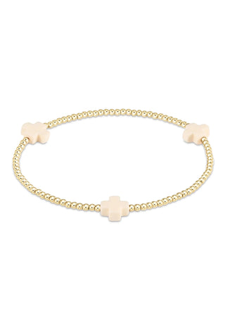 Signature Cross Gold 2mm Off-White Bead Bracelet