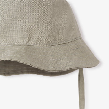 Elegant Baby Olive Green Linen Bucket Hat