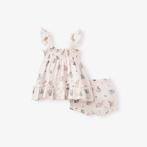 Tea Party Organic Muslin Smocked Dress With Bloomer