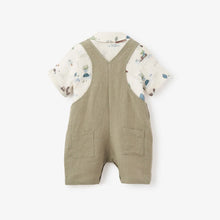 Load image into Gallery viewer, Pond Friends Organic Cotton Muslin Top &amp; Linen Blend Overalls