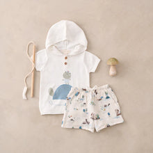 Load image into Gallery viewer, Pond Friends Hooded Pullover And Organic Muslin Short Set