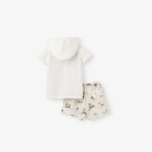 Pond Friends Hooded Pullover And Organic Muslin Short Set