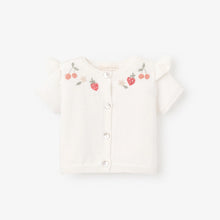 Load image into Gallery viewer, Strawberry Flutter Sleeve Embroidered Baby Cardigan