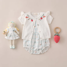 Load image into Gallery viewer, Strawberry Flutter Sleeve Embroidered Baby Cardigan