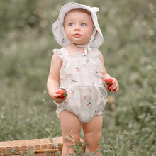 Load image into Gallery viewer, Strawberry Picnic Swiss Dot Sunsuit