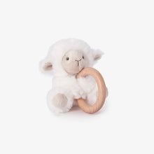 Load image into Gallery viewer, Plush Lamb Wooden Ring Rattle