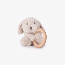 Load image into Gallery viewer, Puppy Plush Wooden Ring Rattle