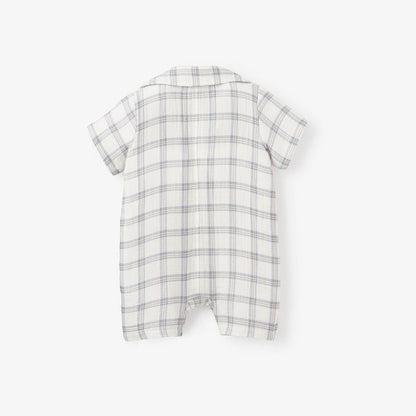 Elegant Baby Plaid Organic Muslin Shortall