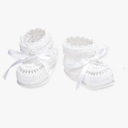 Elegant Baby Christening Hand Crocheted Baby Booties