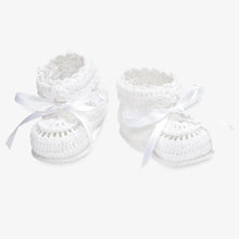 Load image into Gallery viewer, Christening Hand Crocheted Baby Booties