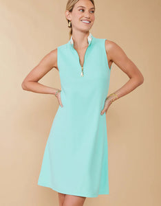 Serena Sleeveless Pique Dress Bermuda Blue