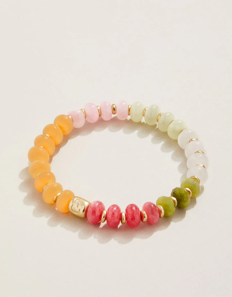 Stone Stretch Bracelet 10mm Pink/Green