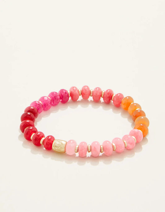 Stone Stretch Bracelet 10mm Pink/Red